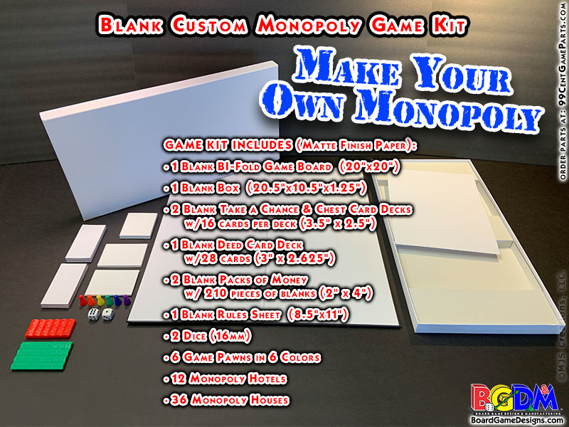 Blank Custom Monopoly Game Kit